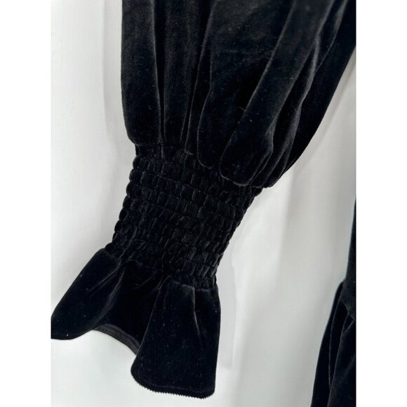 Pomander Place by Tuckernuck Black Velvet Kenzo Dress sz S Tiered Mini Swing - Picture 3 of 5